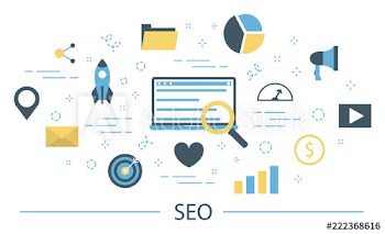 SEO or search engine optimization concept illustration