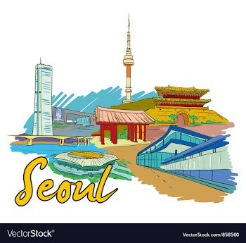Seoul doodles vector image