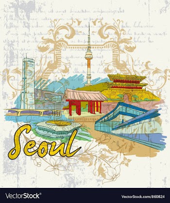 Seoul doodles vector image