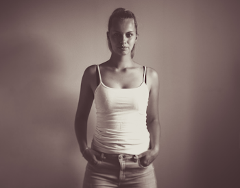 Sepia Photography of Woman Wearing White Camisole