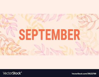september banner with leaves abstract english