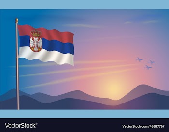 serbia flag in the morning sun