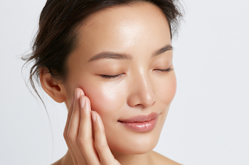 Serene Asian Woman with Dewy Complexion