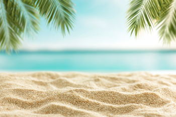 Serene Beach Sand with Palm Fronds