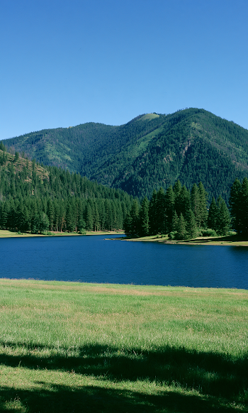 Serene Blue Lake in a Mountain Valley