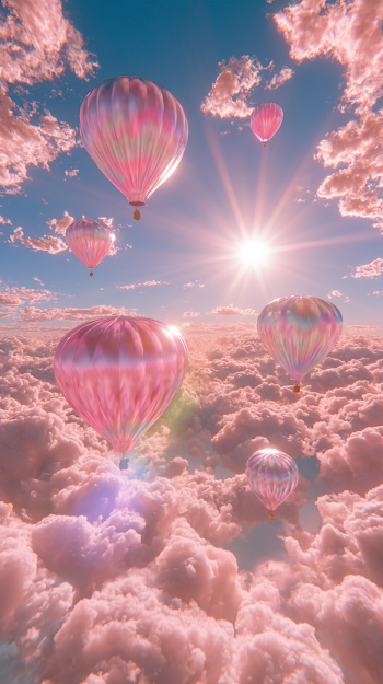 Serene Hot Air Balloons in Vibrant Sky