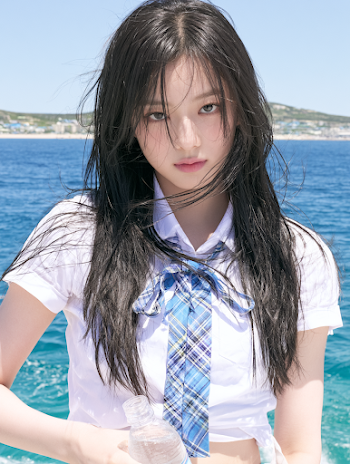 Serene Korean High School Girl by the Seaside