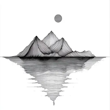 Serene Minimalist Mountain and Water Line Art Serene Minimalist Mountain and Water Line Art