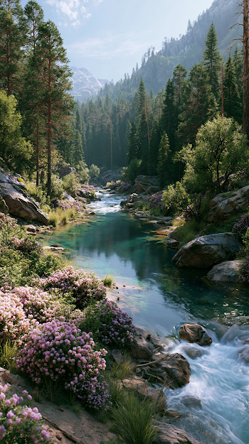 Serene Mountain River Landscape