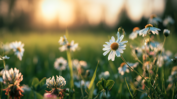 Serene Summer Meadow with Chamomile and Clover