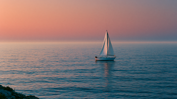 Serene Sunset Sail on the Ocean