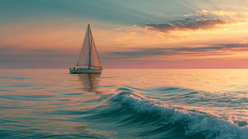 Serene Sunset Sailboat on Calm Waters
