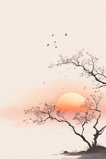 Serene Sunset Sky with Minimalist Tree Branches