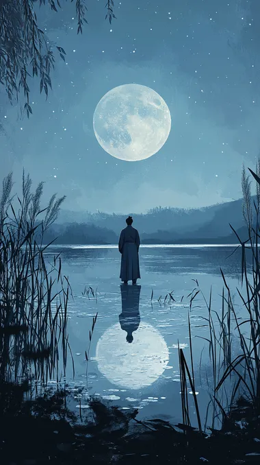 Serenity at the Tranquil Lake under the Full Moon Serenity at the Tranquil Lake under the Full Moon