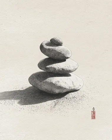 Serenity in Balance: Japandi Zen Stacked Stones