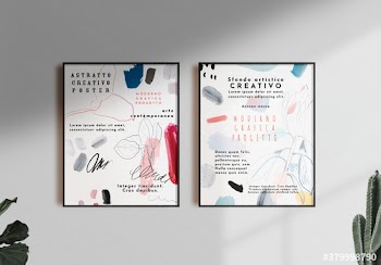 Serie di poster dipinti con fiori