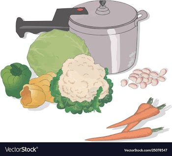 Series vegetables with soup pot vector image