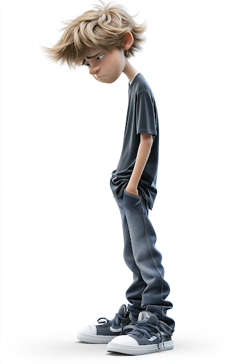 Serious Anthropomorphic Child 3D Rendering