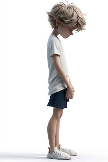 Serious Anthropomorphic Child in 3D