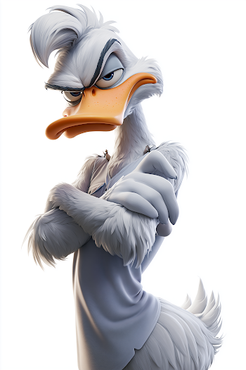Serious Anthropomorphic White Duck