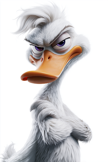Serious Anthropomorphic White Duck Character