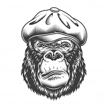 Serious gorilla in monochrome style Free Vector