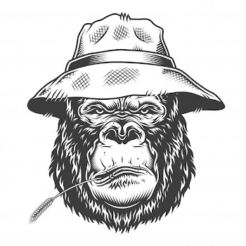 Serious gorilla in monochrome style Free Vector
