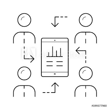 Server synchronization vector line icon isolated on white background