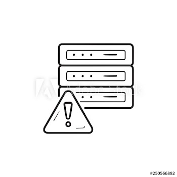 Server with error exclamation sign hand drawn outline doodle icon
