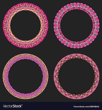 Set 4 gravel mosaic round borders - design vector image
