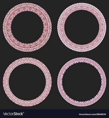 Set 4 gravel mosaic round borders vector image