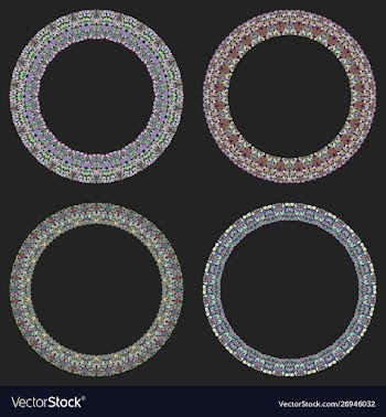 Set 4 gravel mosaic round frames - wreath vector image