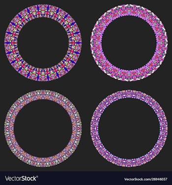 Set 4 gravel mosaic round frames - wreath vector image