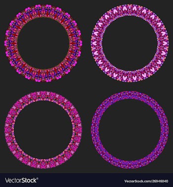 Set 4 gravel mosaic round frames - wreath vector image