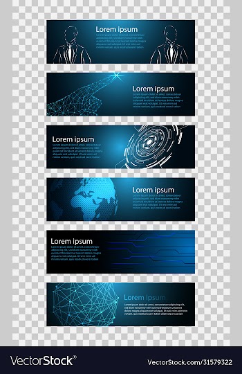 set 6 banner abstract technology concept blue