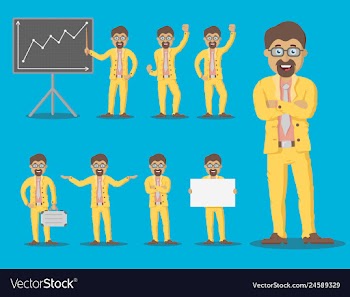 Set beard character businessman vector image