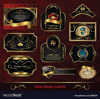  					Set black gold framed label vector&nbsp;image														