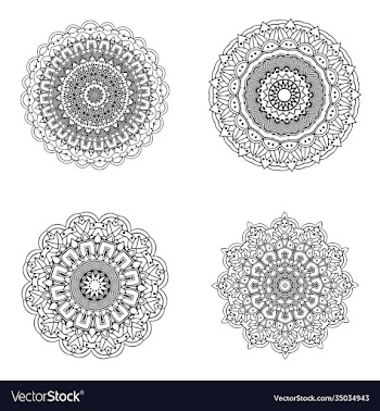 set bundle black and white mandala element