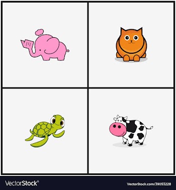 set bundle elephant cat turtle cow cute animal