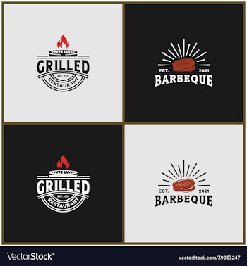 set bundle vintage grilled rustic barbecue logo