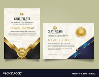 set certificate template with ribbon stripes
