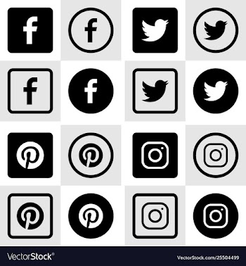 Set collection social media icons vector image