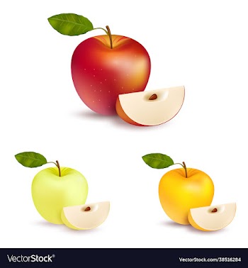 set color apples isolated on white background
