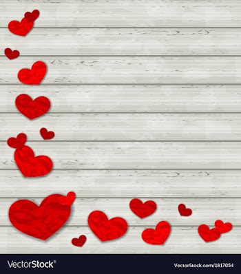  					Set crumpled paper hearts on wooden background vector image														