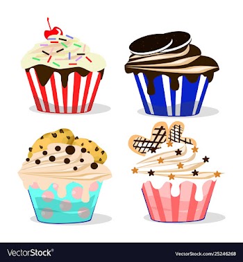 Set cupcake vector image