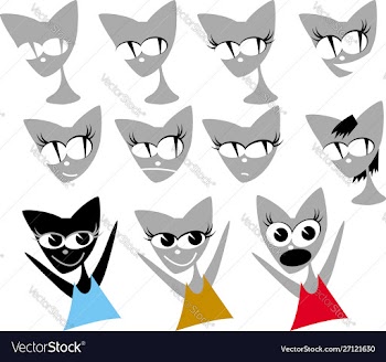Set cute cat character with various emotions vector image