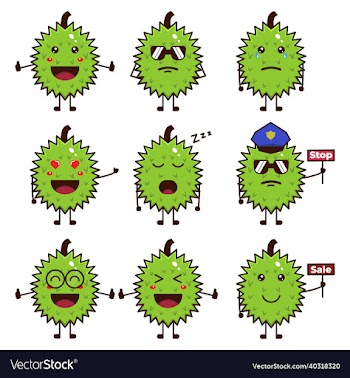 set cute durian character icon