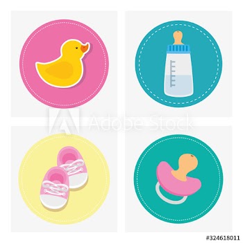 set cute icons of baby shower design