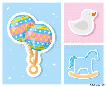 set cute icons of baby shower design