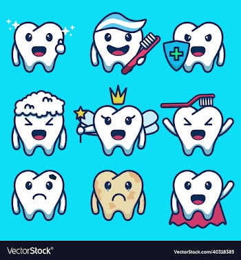 set cute tooth character
